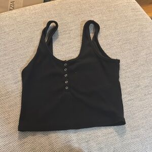 Abercrombie & Fitch Black Cropped Button Tank Top Size M | Fitted |
